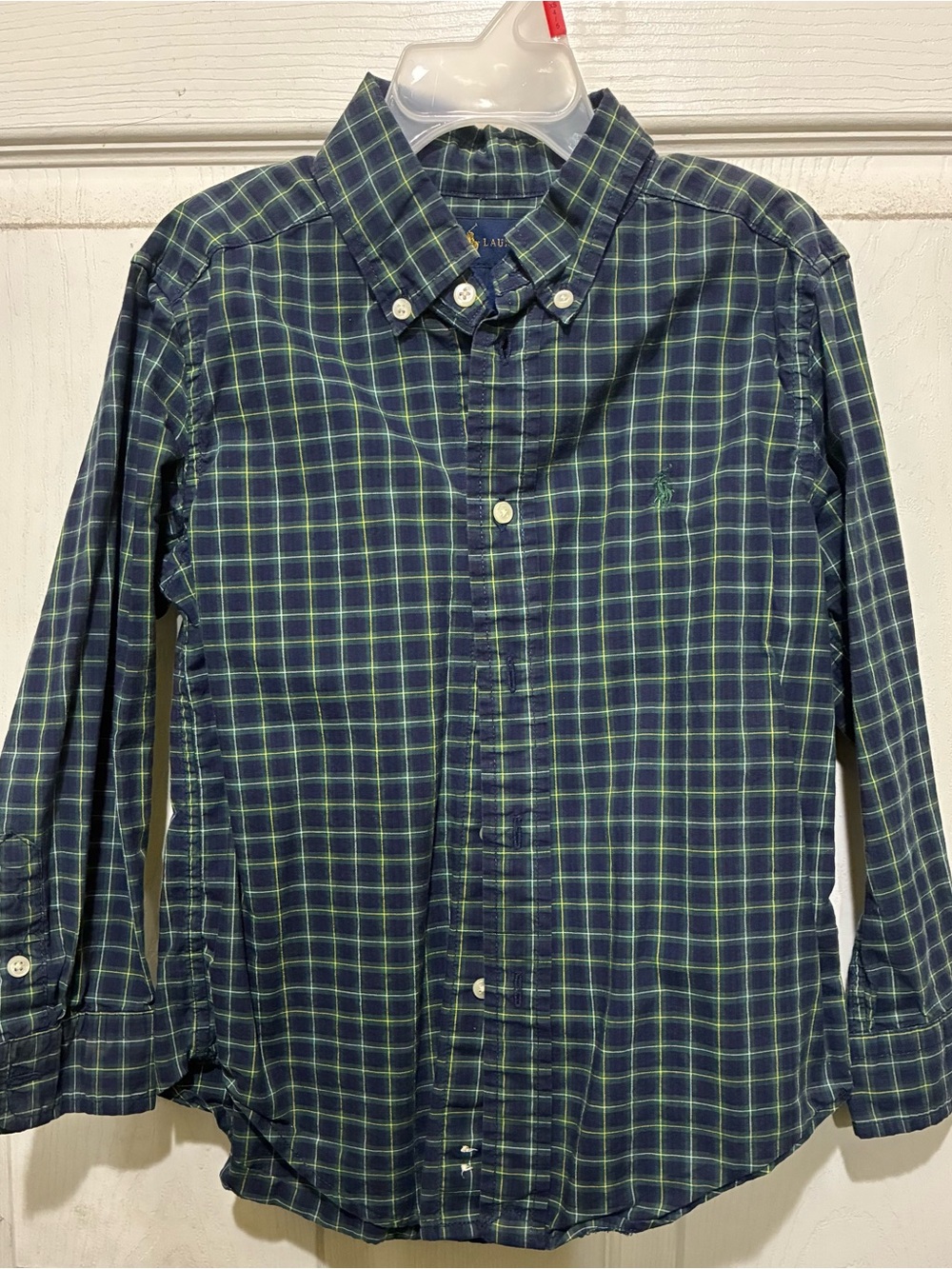 Ralph Lauren Navy and Green Plaid Button-Down Shirt